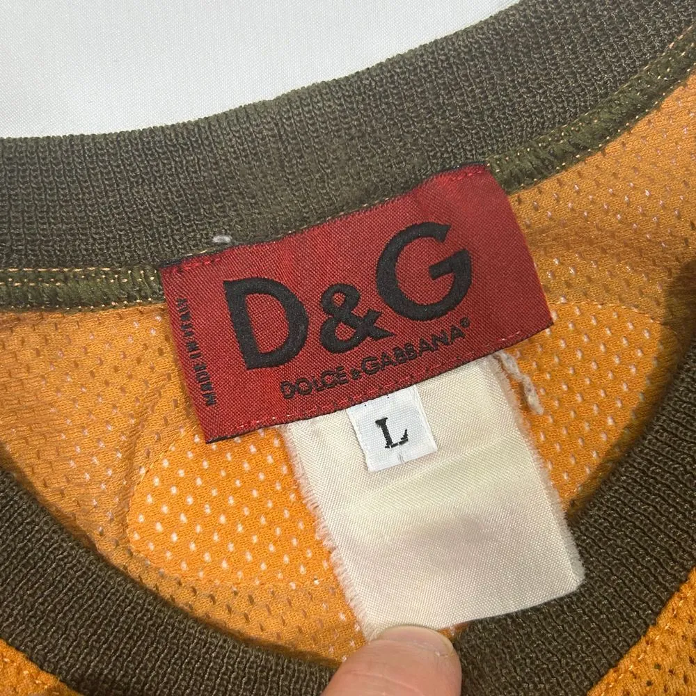 Dolce $ Gabanna D&G Sport Vintage Y2K Orange Mesh Athletic Tank Top Jersey Large - Image 7