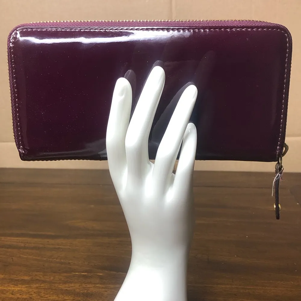 COACH Purple Patent Leather Full Zip Continental Wallet with Interior Coin Purse - Image 3