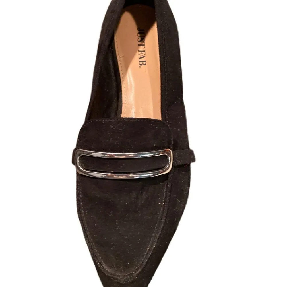 #328 JUSTFAB  Black Suede Loafers - Image 2