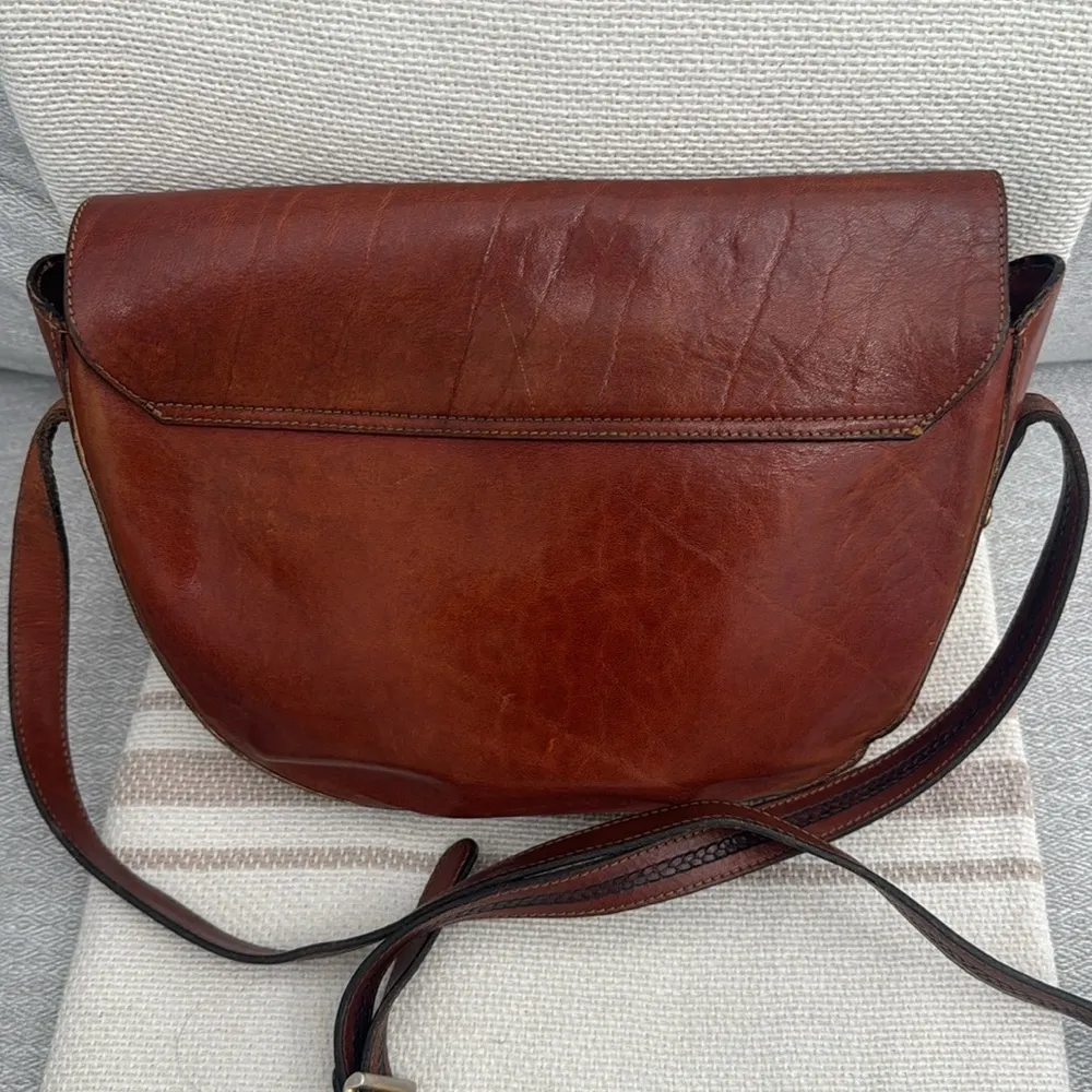 Vintage Oroton Brown Genuine Leather Crossbody Bag Handbag Australian Rare - Image 4