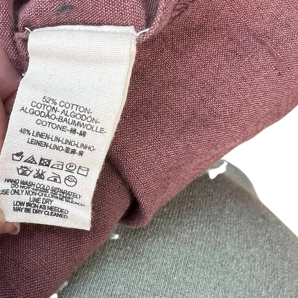 Free People Erin Ruffled‎ Mini Dress Cut Out Back Linen Brown Size Large - Image 16