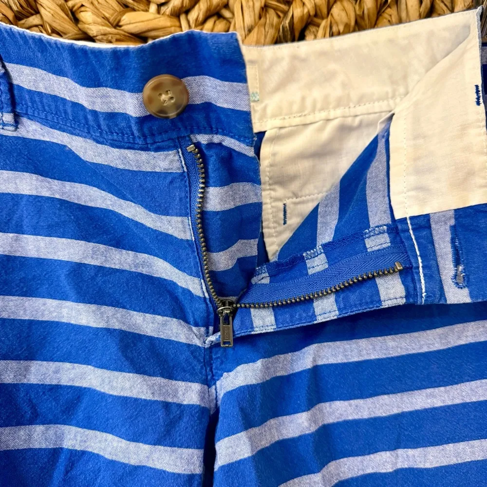 Old Navy Women’s Blue Stripe Flat Front Cotton Chino Shorts 4” Inseam Size 8 - Image 3