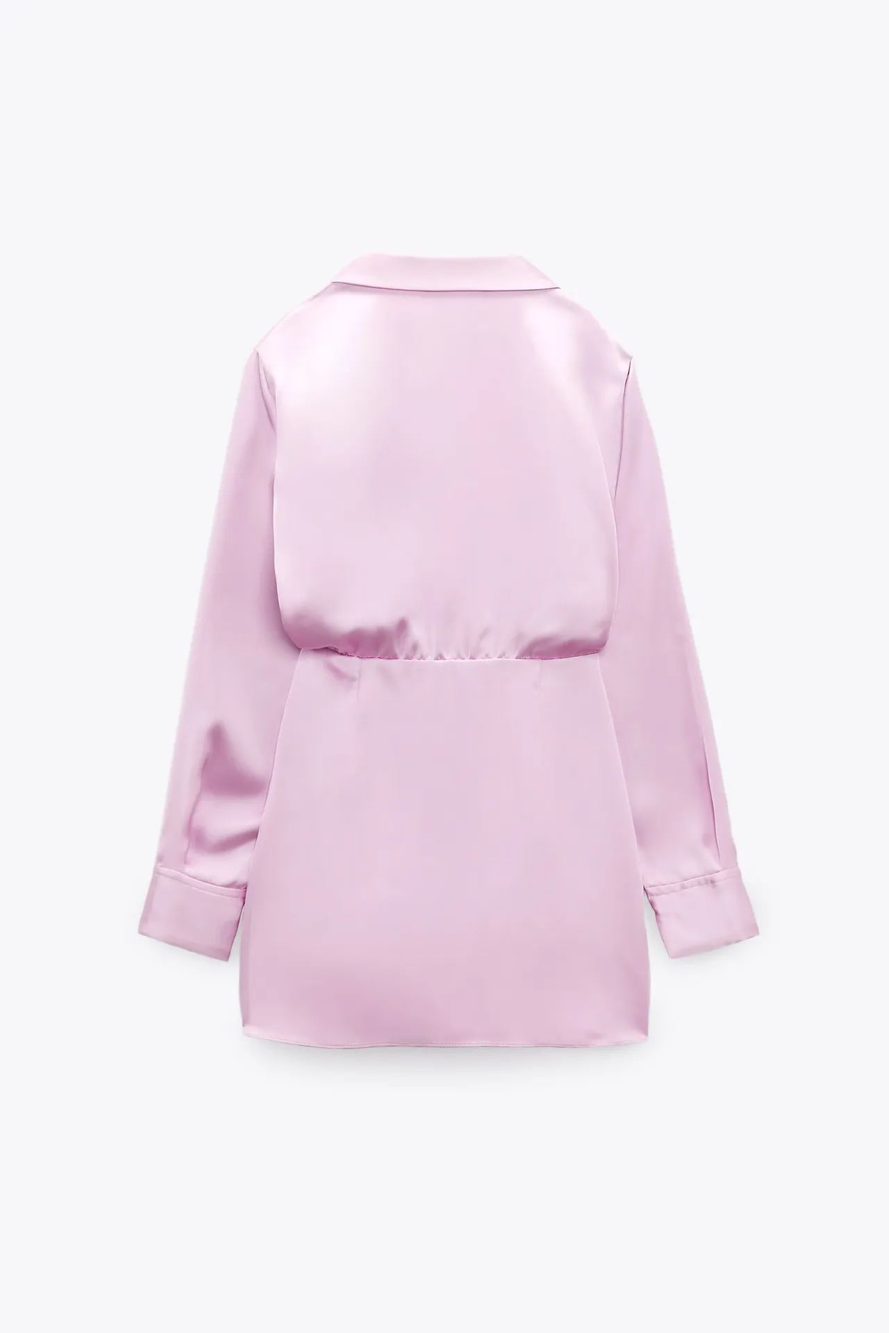 mini dress satin effect drapped long sleeve pink party wedding coctail - Image 6