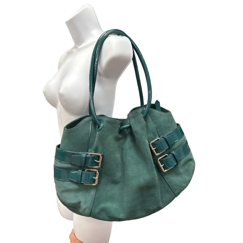 Cole Haan women’s green leather suede handbag purse medium size SKU 3557 - Image 14
