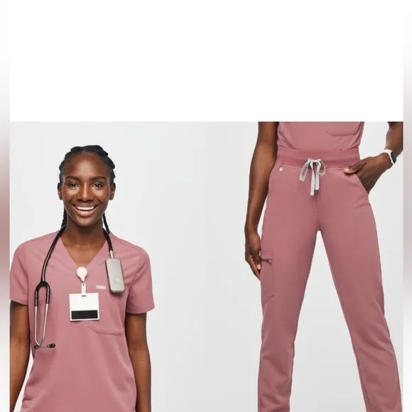 Mauve fig set FIGS Yola Scrub Pants 2 piece set catalina top XS/SM - Image 2