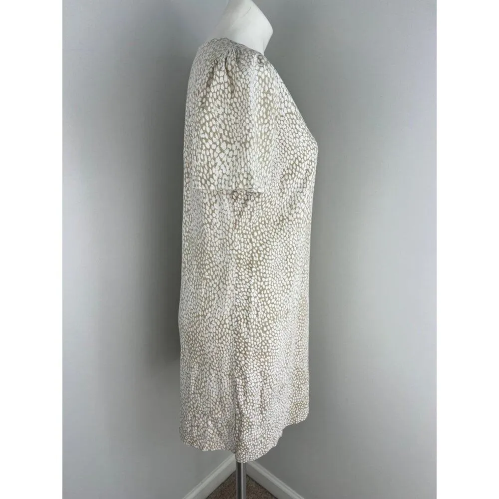 Original Nicole Miller Cream White Speckled Print Linen Blend Summer Dress Small - Image 2