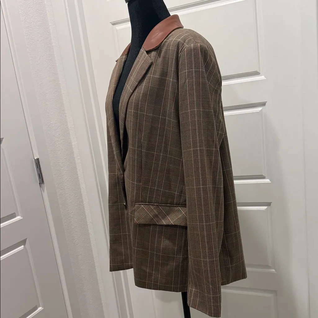 Oversize Steve Madden Tan Plaid Women's Blazer - Image 11
