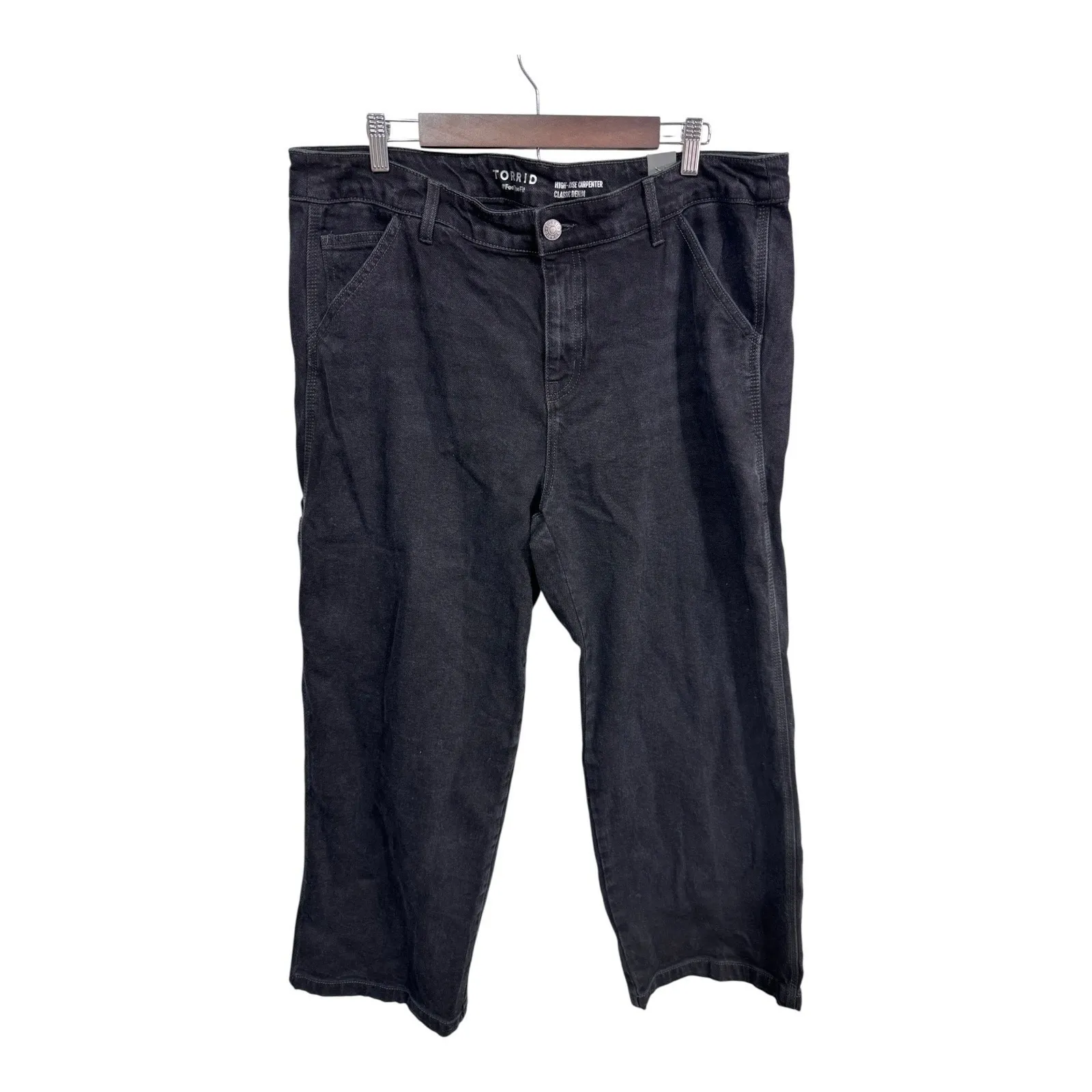 Torrid‎ High-Rise Carpenter Classic Black Denim Utility Jeans Women's 18 New - Image 2