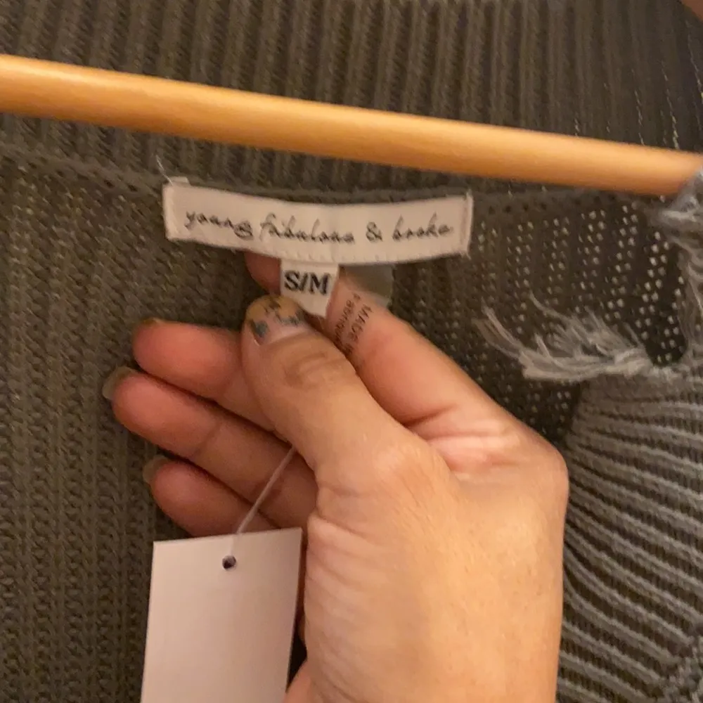 oung Fabulous & Broke Run Away distressed V-neck sweater S/M - Image 5