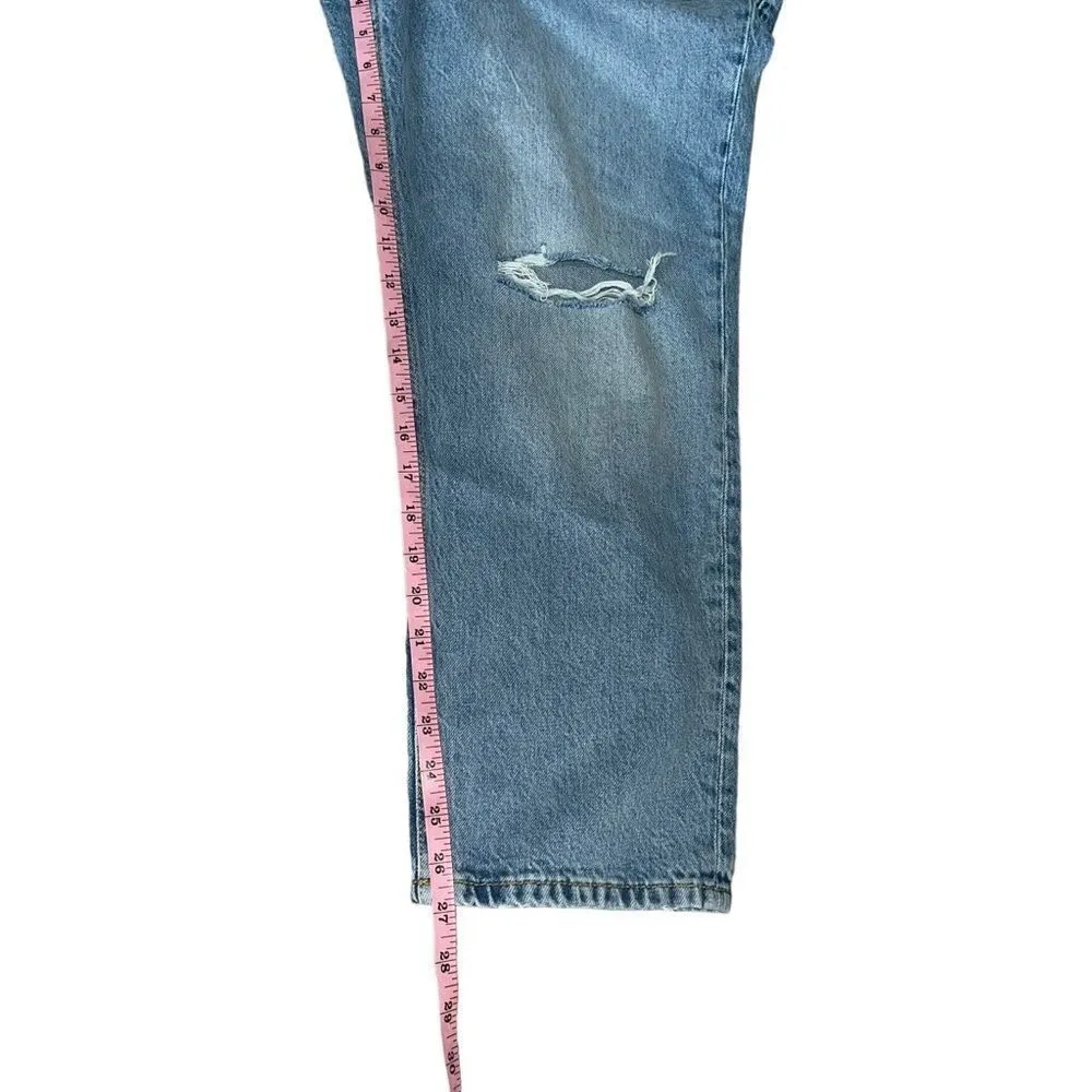 Boden Midrise Loose Fit Distressed Light Wash Jeans Size 31 Blue - Image 12