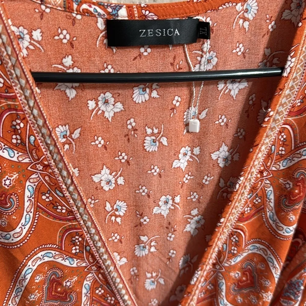 Zesica Floral Wrap Mini Dress Orange Size XL - Image 6