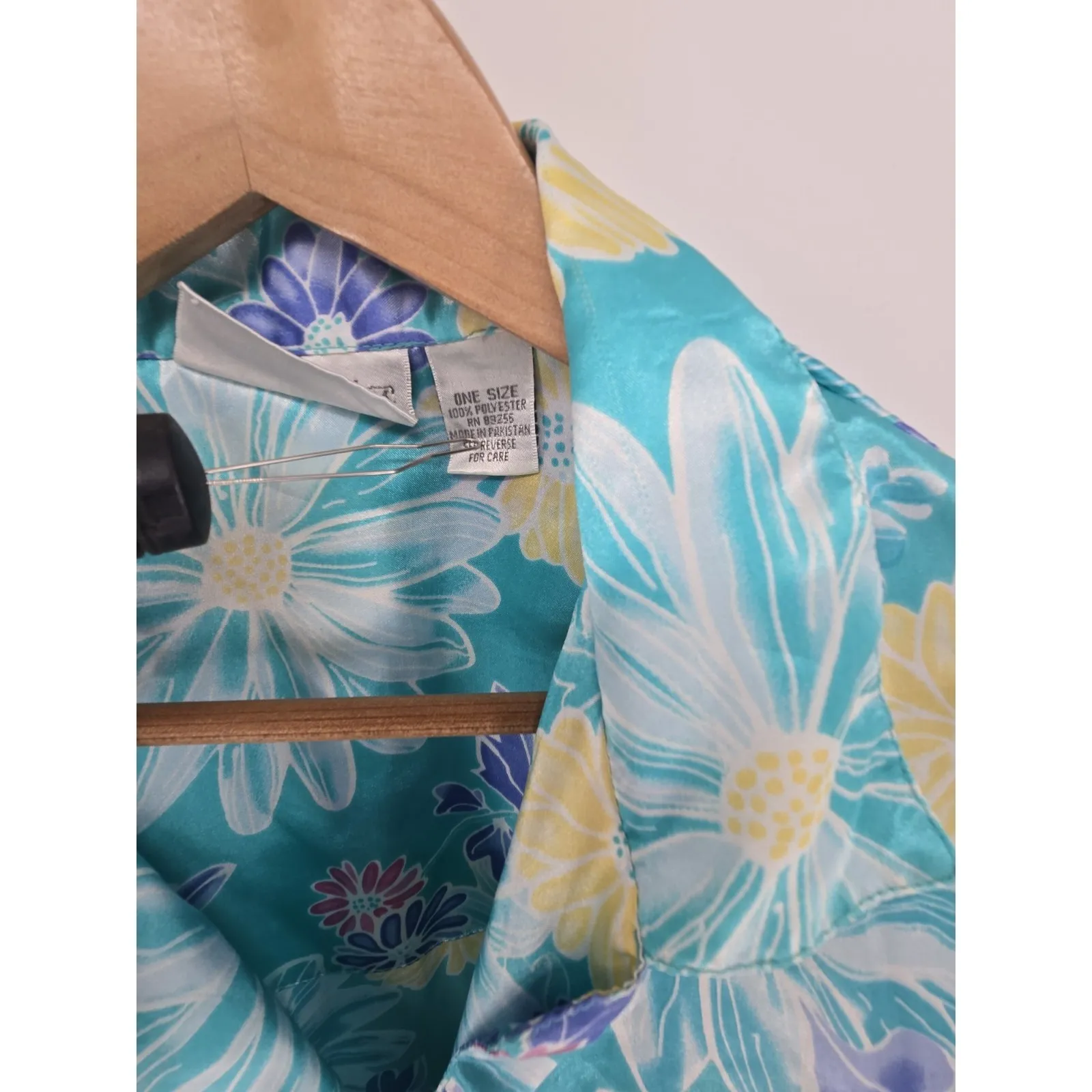 Audrey Lane‎ Intimates Womens Blue Floral Sleep Dress Shirt Button Up One Size Size undefined - Image 3