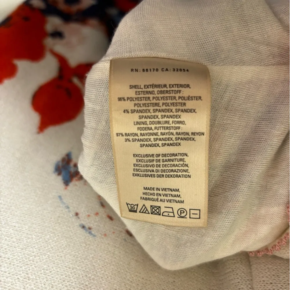 Maeve Anthousia Blue and Red Watercolor Floral Bell Sleeve Knit Sweater Dress XS - Image 9