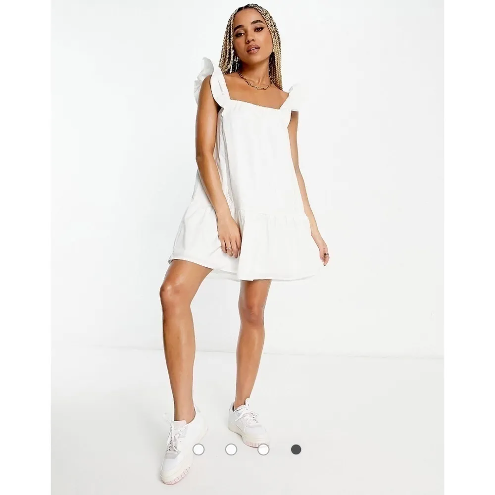 Missguided White Ruffle Sleeve Smock Parachute Mini Dress Size 14 XL - Image 4