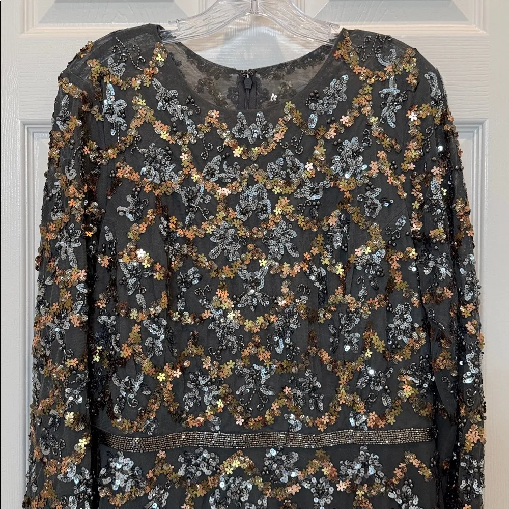 Mac Duggal 5496 Embellished Illusion High Neck Long Sleeve A Line Gown Sz 16 NWT - Image 6