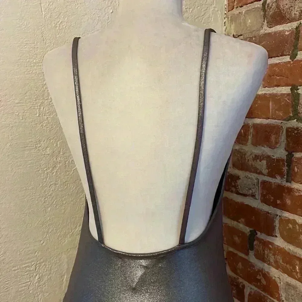 H&M Metallic‎ Bodysuit Silver Coachella Collection - Image 7