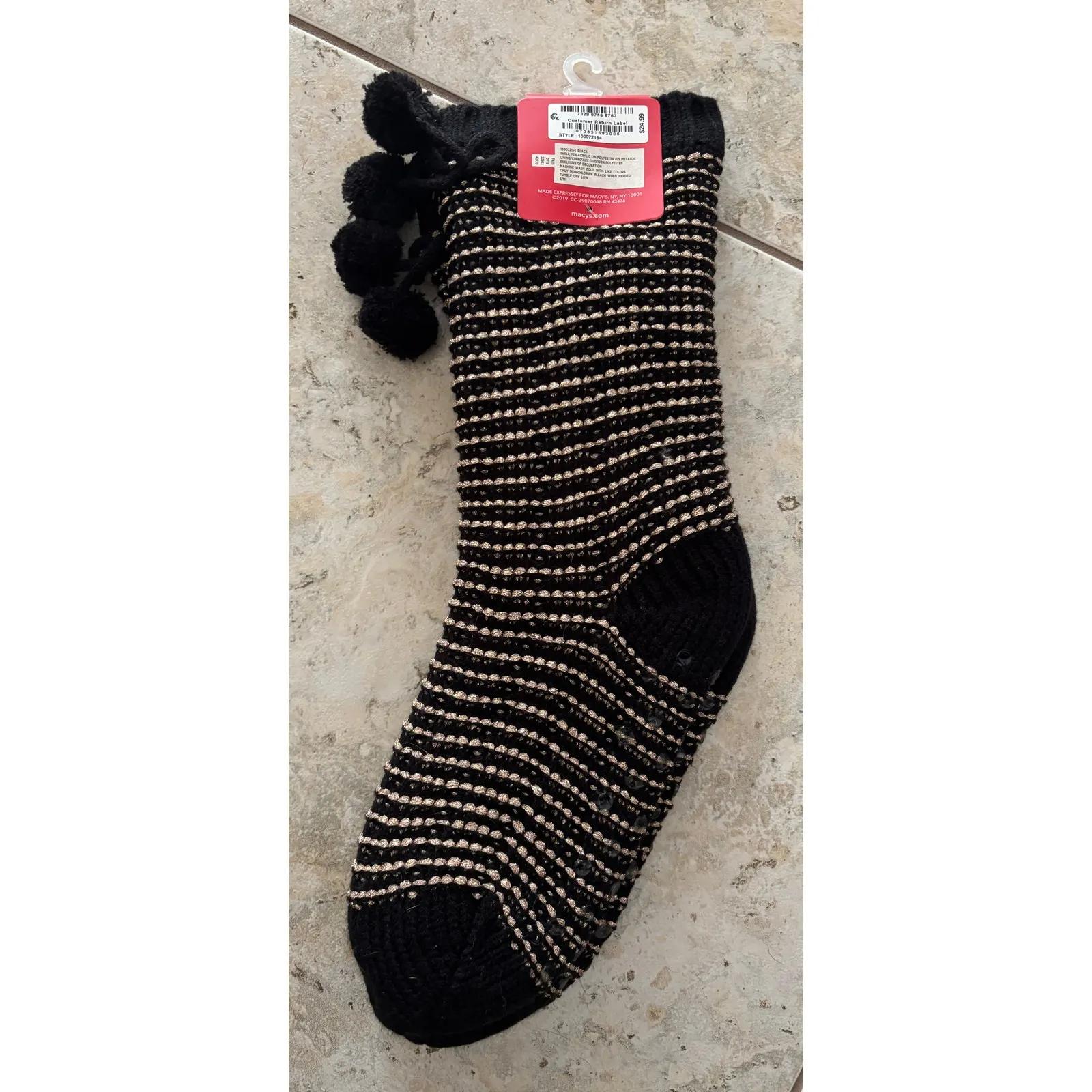 Charter Club Womens Striped Slipper Socks With Faux Sherpa Lining S/M $25 NWT - Image 3