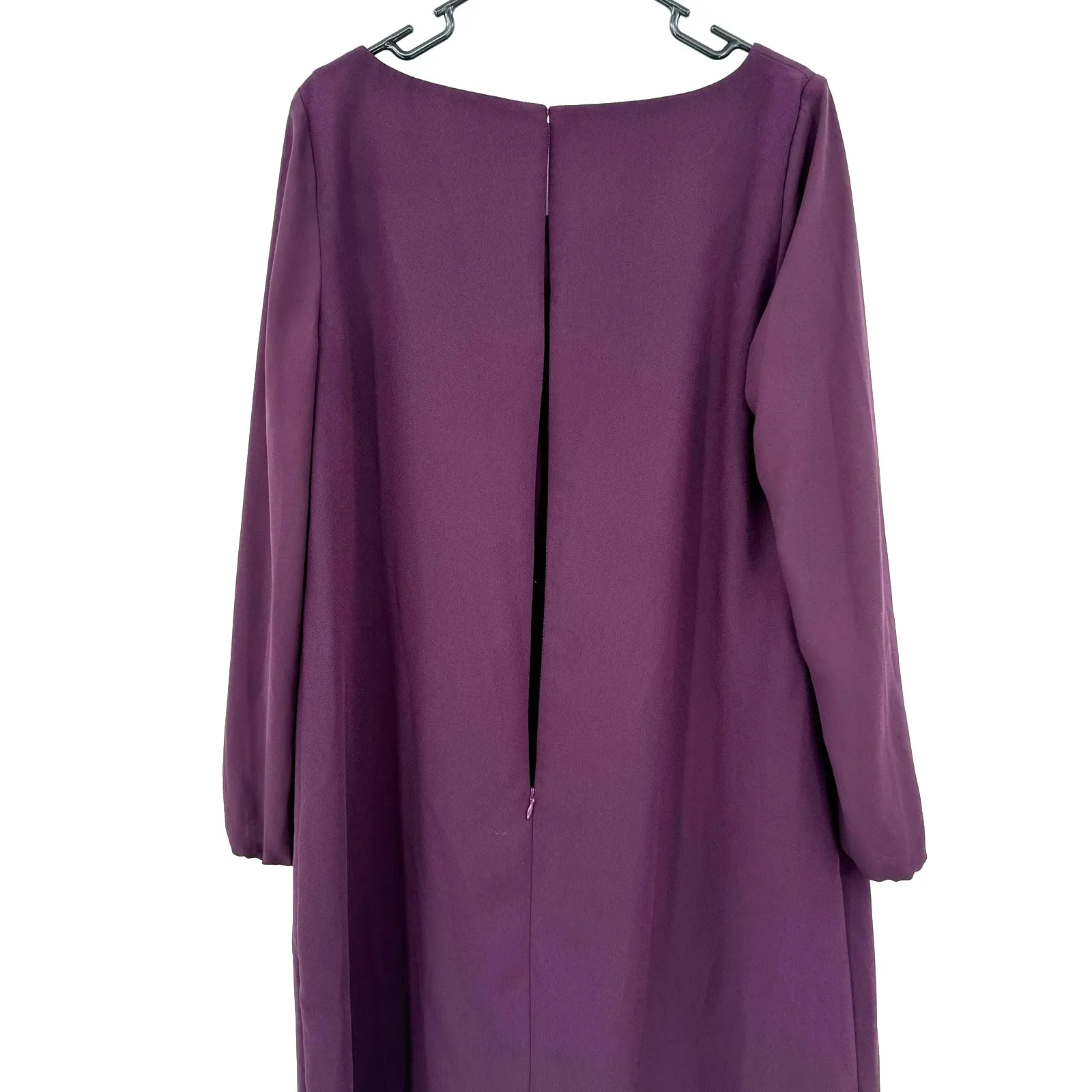 Ann Taylor Size 14 Long Sleeve Purple Dress Shift Style Rear Zip Up Knee Length - Image 3
