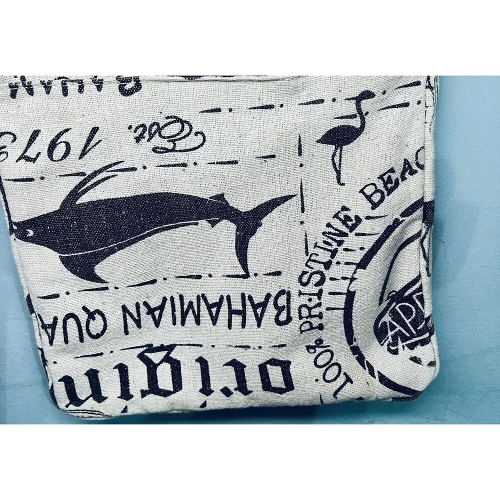 Bahamas Ivory Brown Canvas Crossbody Bag Zip Up W Outside Pocket - Image 4