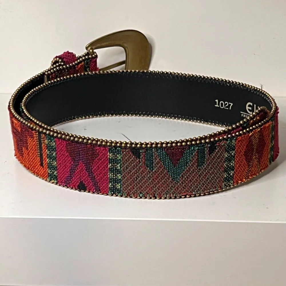 Elite Belt Womens‎ Large Multi Woven Gold Buckle Tribal Southwestern Cowgirl - Image 3
