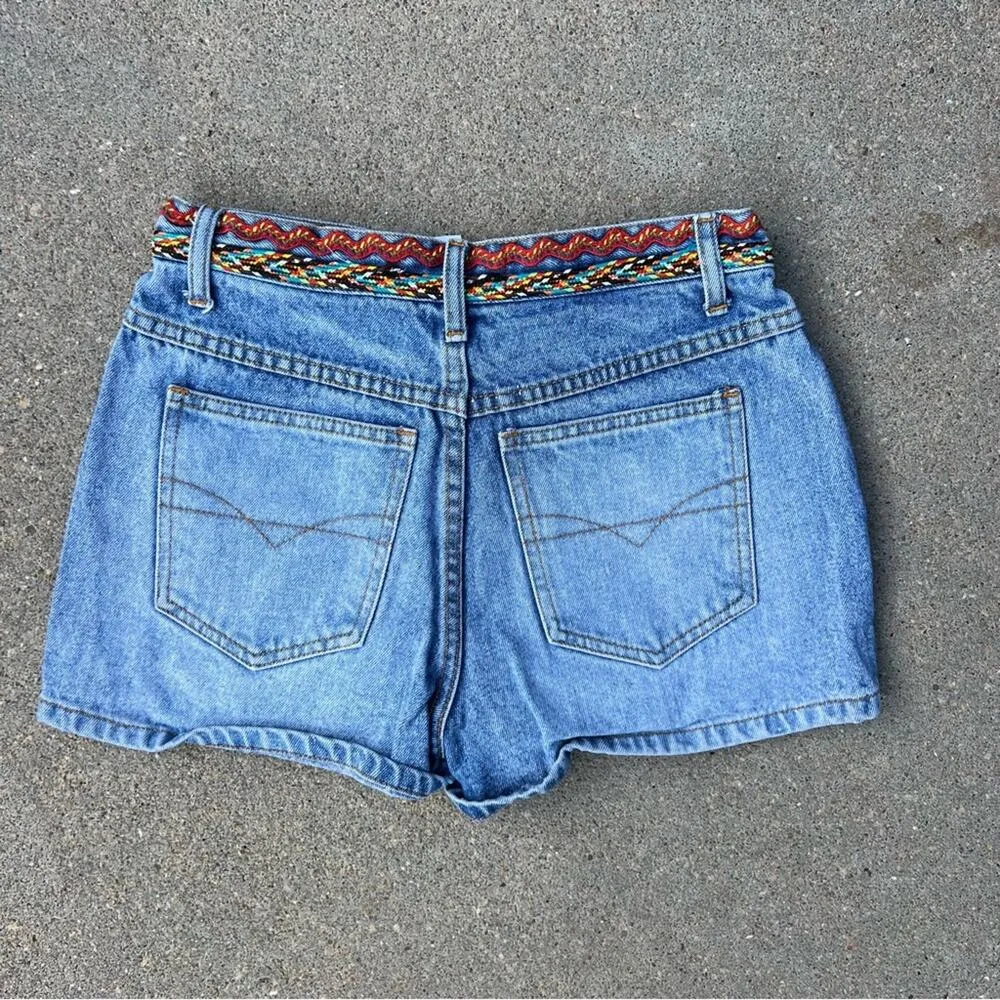 Y2K Arizona Boho Western bricabrac trim festival jean shorts - Image 2