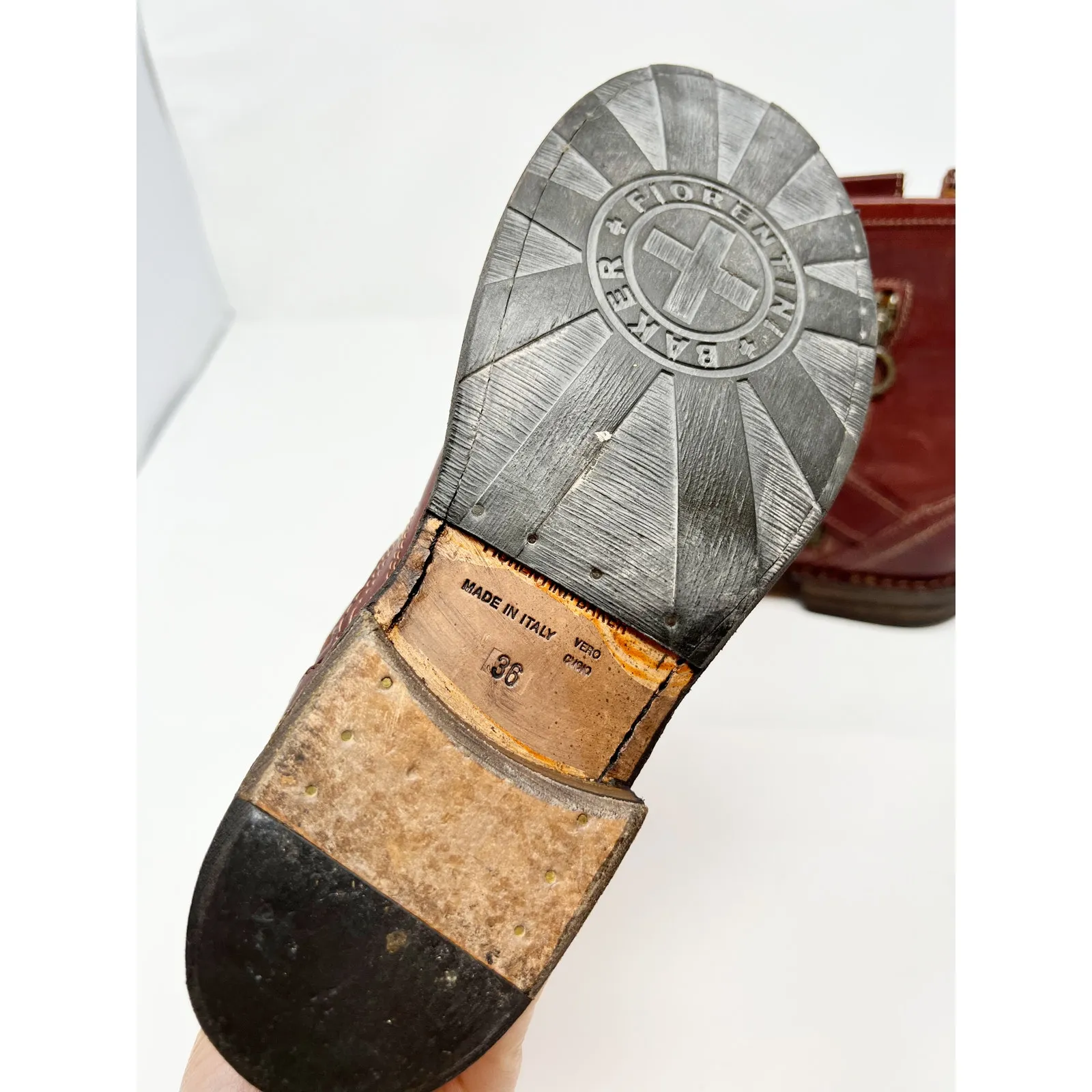 Fiorentini & Baker Leather Eternity Eli Moto Cropped Ankle Boot with Buckle 36 Brown Size 6 - Image 8