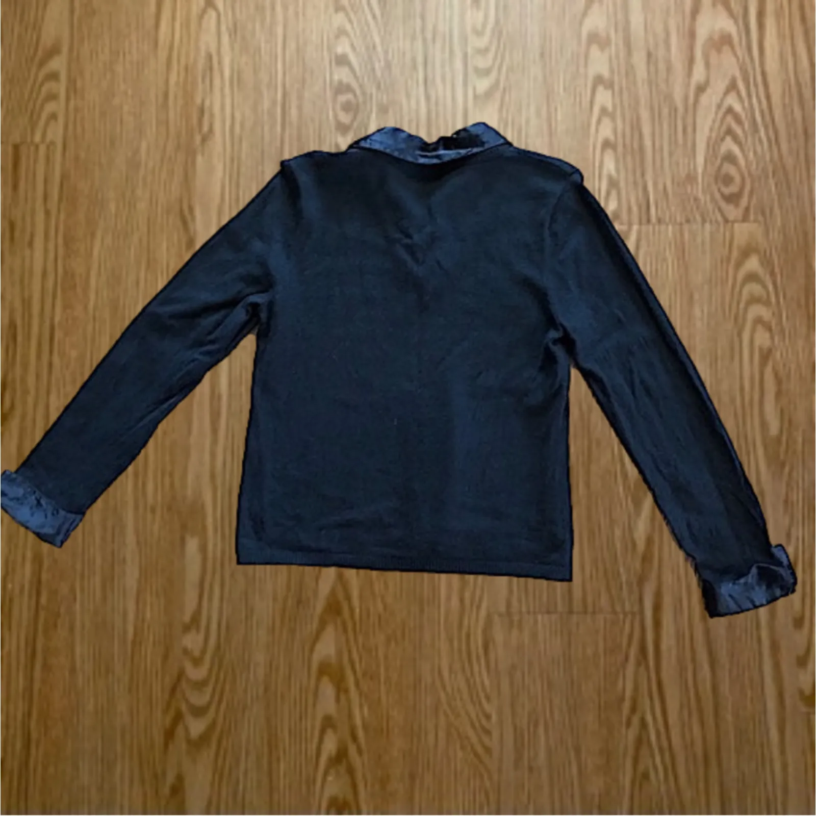 Charter Club Silk Angora Black Collared Blouse Womens Large - Image 8