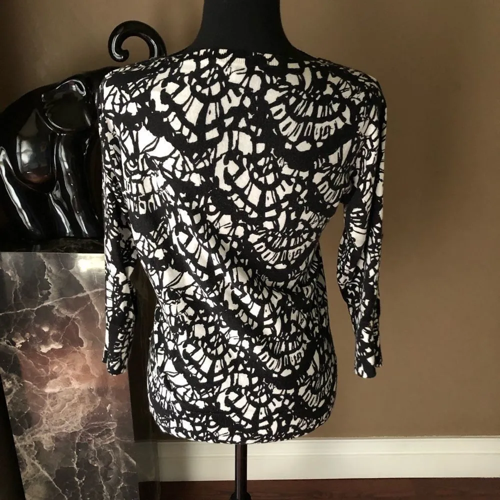 DKNY Black and white sweater with 3/4 sleeve Black - Image 4