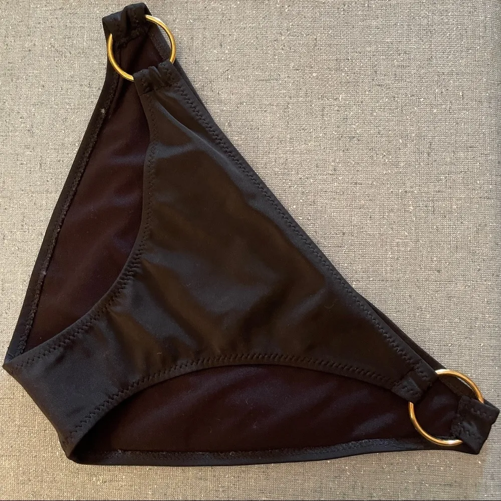 Beach Bunny Bikini Bottom Black Gold Rings - Image 6