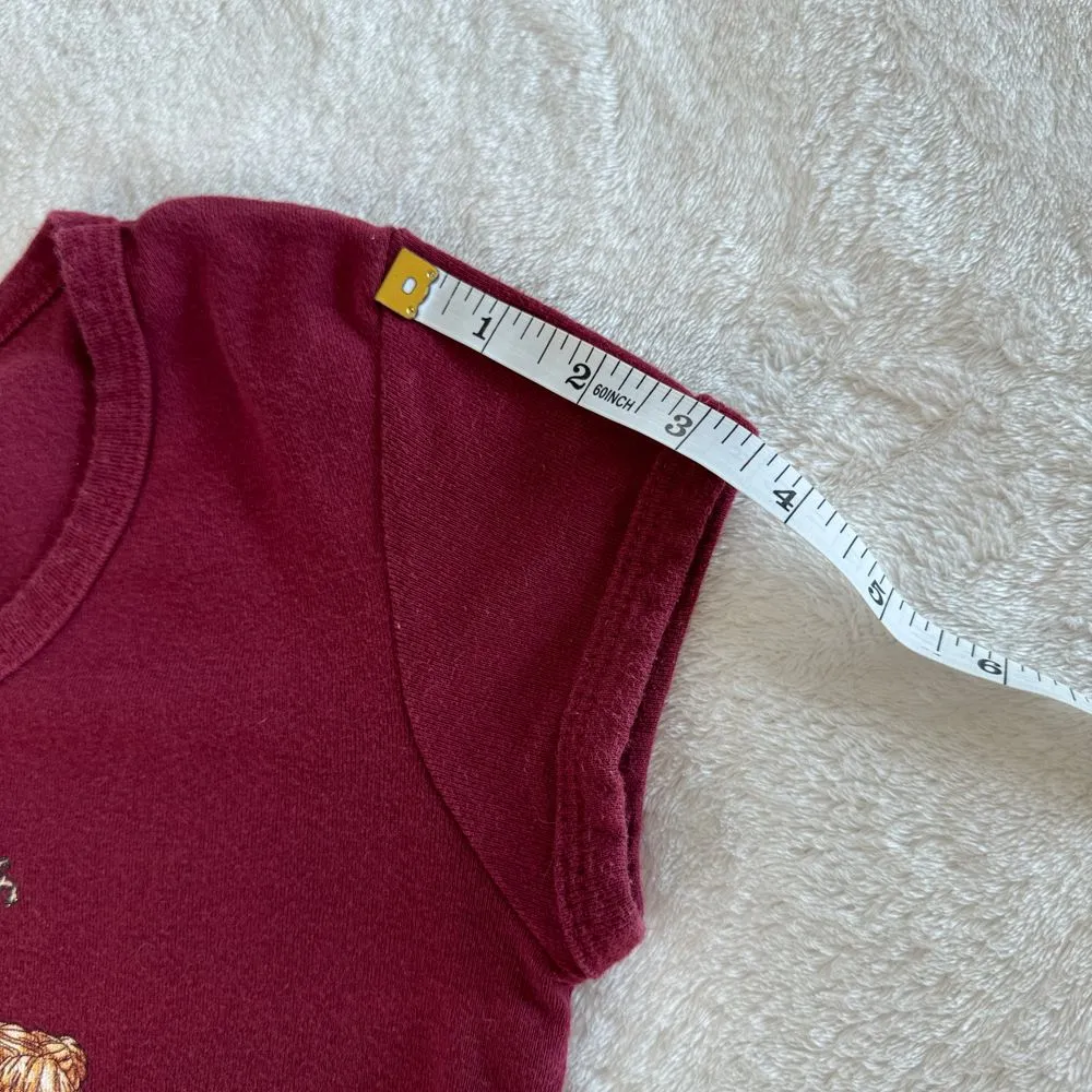 VTG Y2K Doe Mighty Fine Baby Tee Shirt Womens S Fairy Graphic‎ Red Gothic Grunge - Image 8