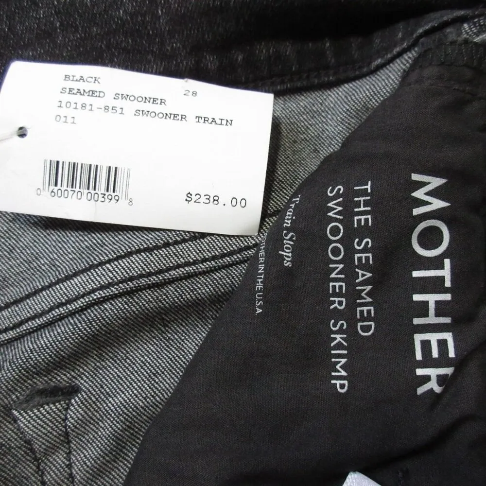 NWT Mother Seamed Swooner Skimp in Train Stops Stretch Skinny Jeans 28 Black - Image 5