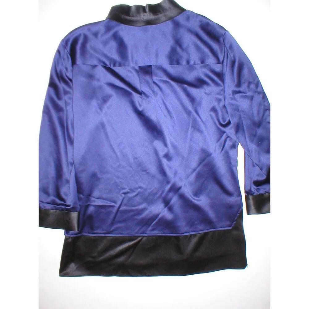 Womens New XS Blue Dark Black NWT $138 Tahari Blouse Top Long Sleeves Office - Image 2