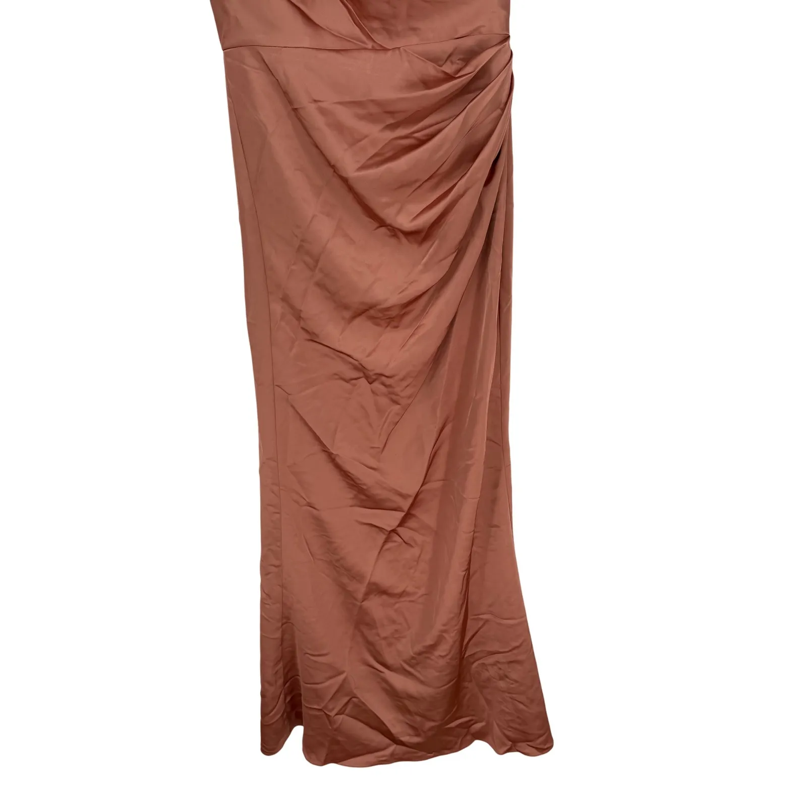 After Six One-Shoulder Cat-ye Neckline Fit And Flare Satin Maxi Dress Size 4 - Image 5