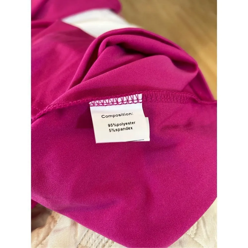 NEW Ruffle Sleeve Vintage Peplum Career Pencil Dress M Pink Size M - Image 4