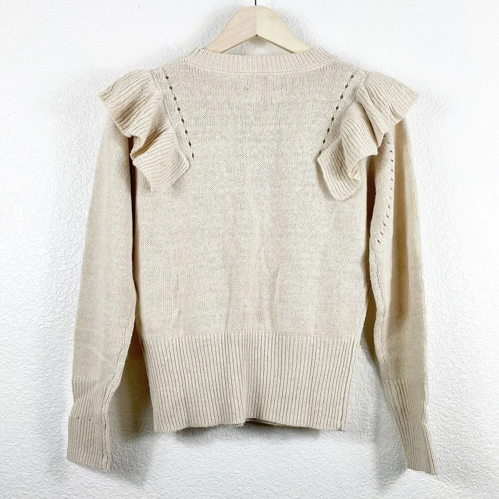 Milk & Honey Beige Ruffle Sweater Women's Size Small NWT Crew Neck NEW - Image 2