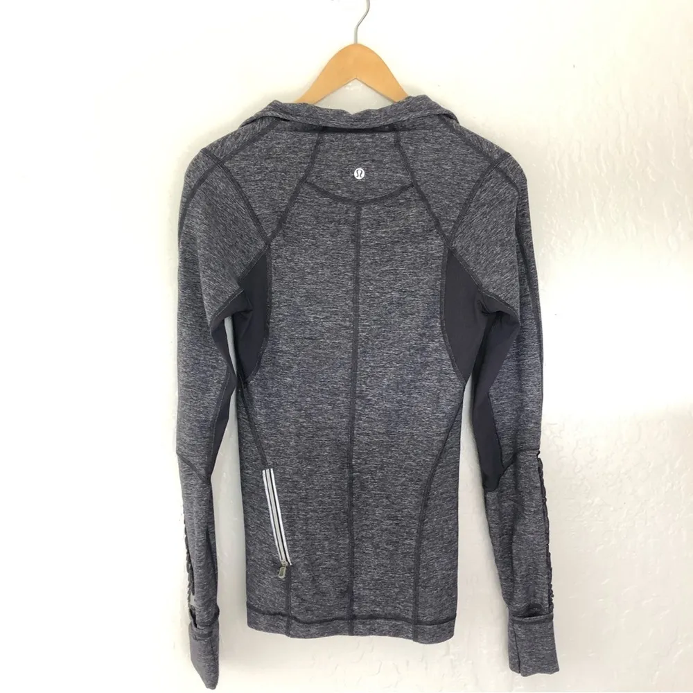 Run Dash Half Zip Ruffle Pullover Size 6 Heathered Gray - Image 9