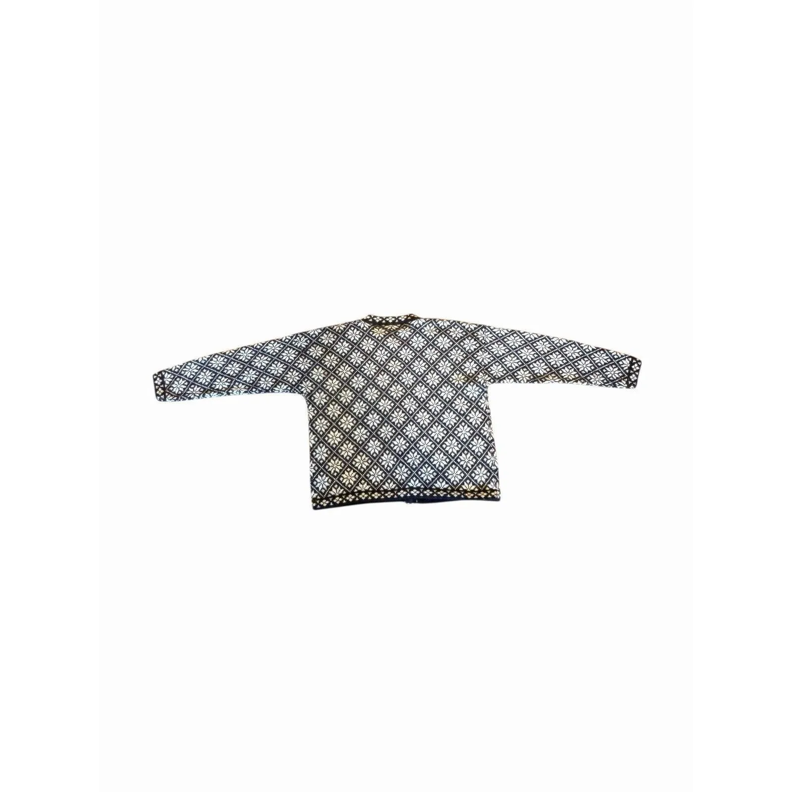 VTG Alpaca Imports Hand Knit Cardigan Sweater Alpaca Wool Snowflake Festive Black Size L - Image 12