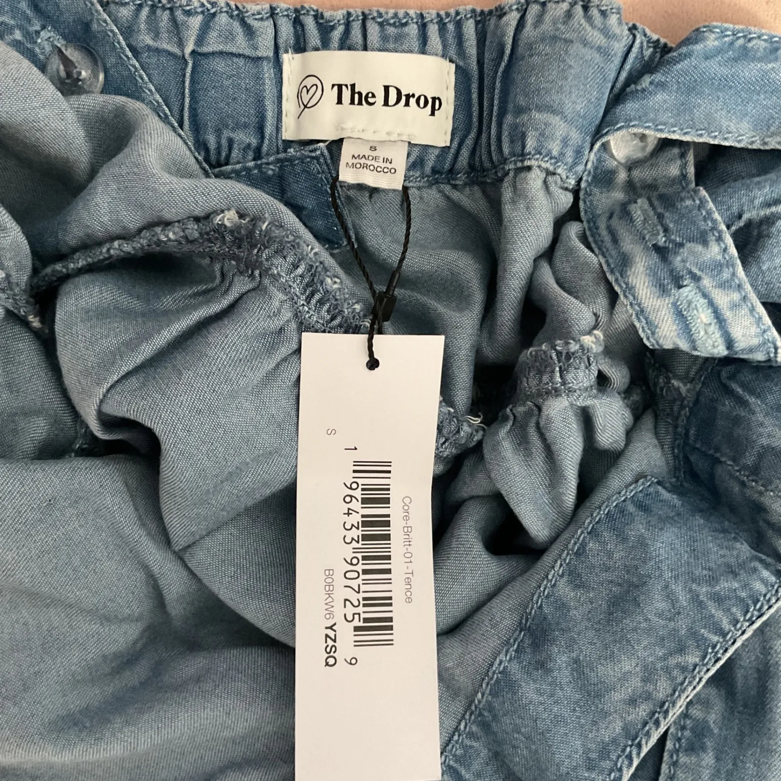 The Drop Chambray Tiered Maxi Dress S NWT Light Denim Blue - Image 4