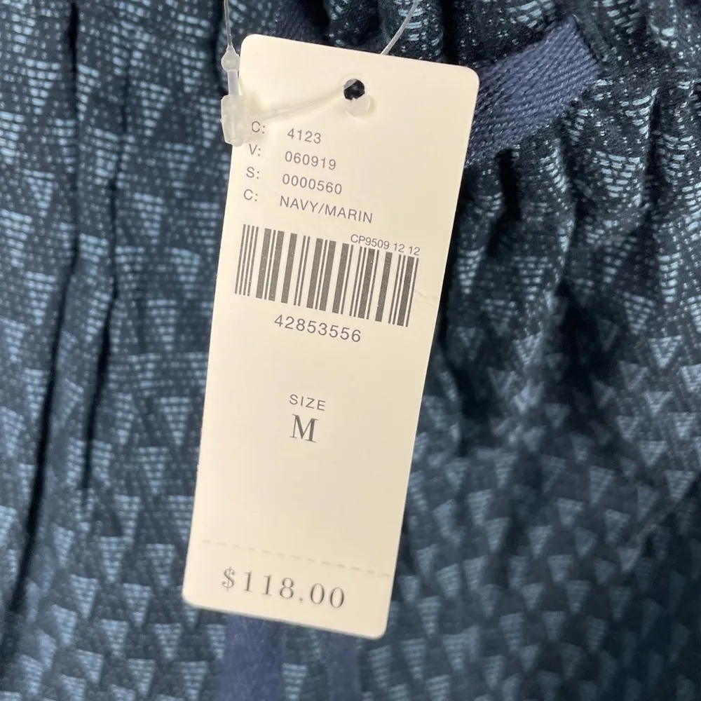 Anthropologie Seen Worn Kept Paper Bag Blue Geometric Print Trouser Pants Medium - Image 8