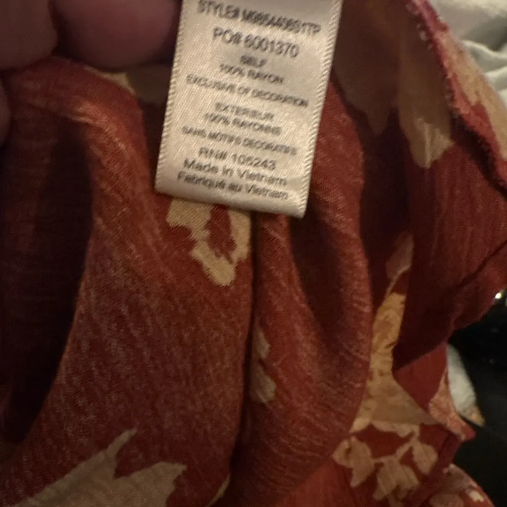 Boho Floral Kimono Cardigan Open Front Pockets Rust Red Bobeau - Image 9