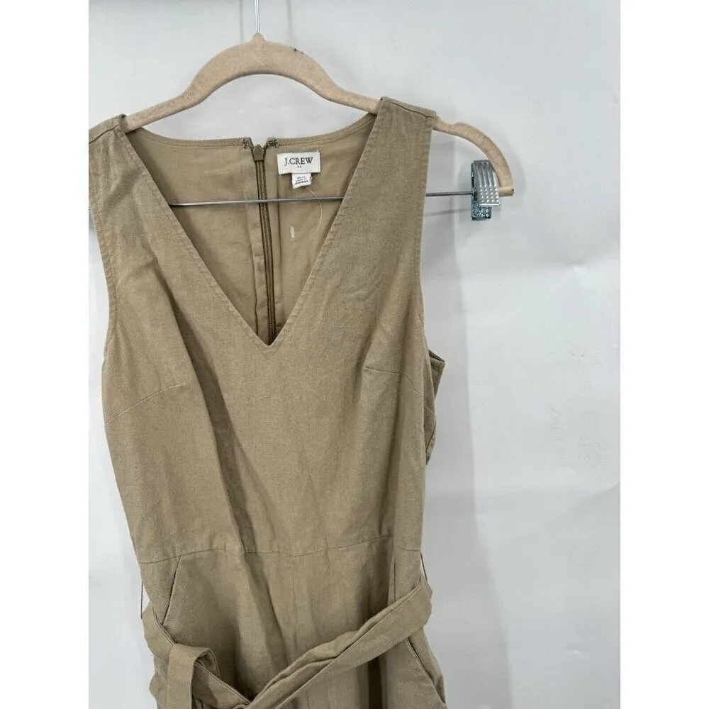 J. Crew Jumpsuit Women 00 Factory Linen Blend Bohemian Lagenlook Belted Wide Leg - Image 6