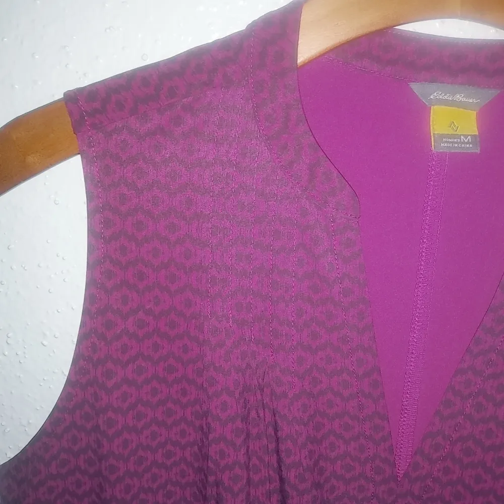 Eddie Bauer M Purple Pattern Drawstring Waist Sleeveless Lightweight Dress - Image 3