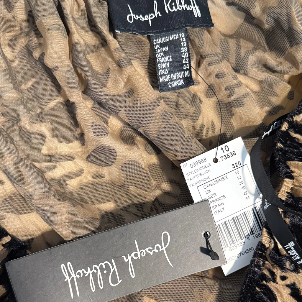 Joseph Ribkoff Black Velvet Tan Bell Lace long sleeve Tunic New Size 10 - Image 2