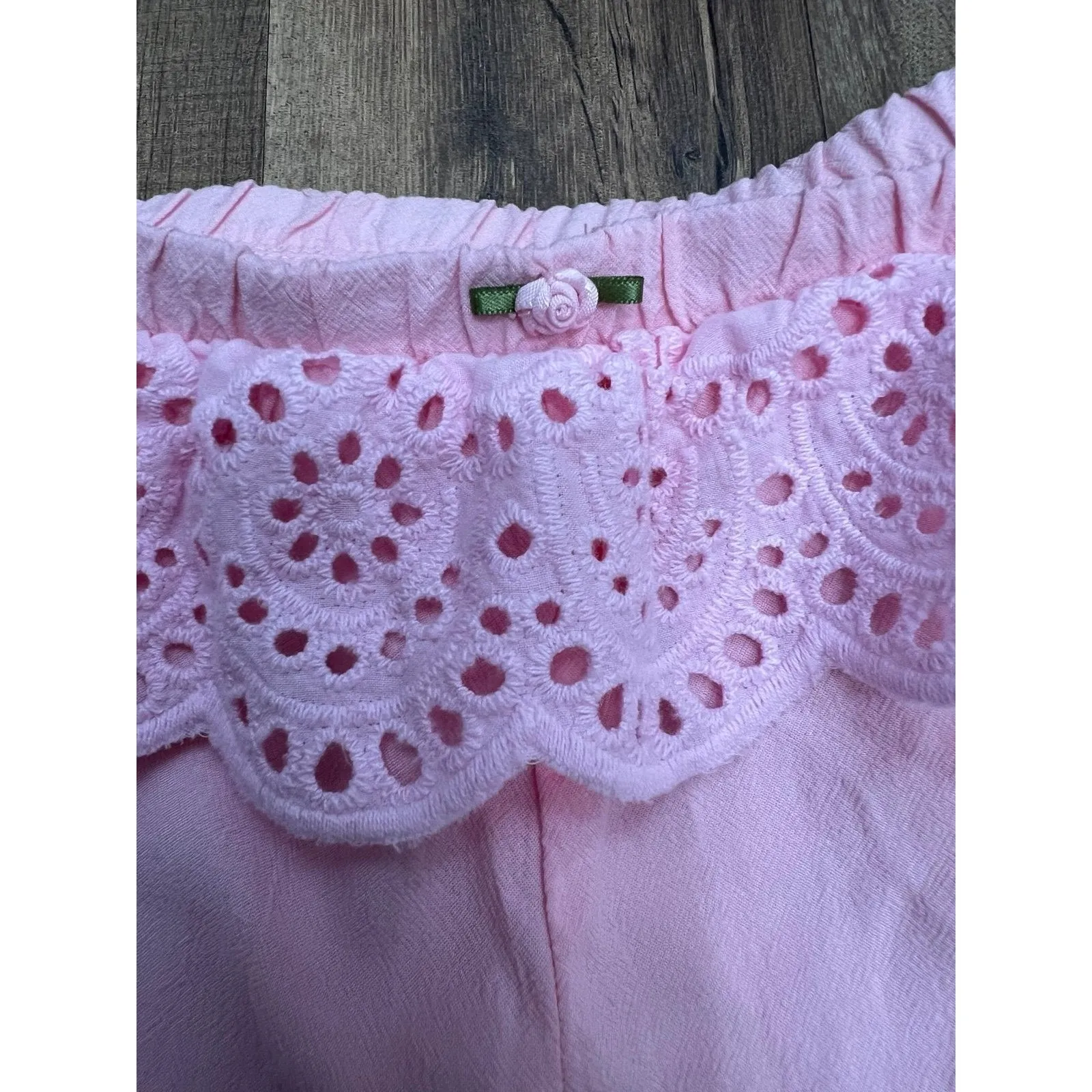Cotton On Body Pink Eyelet‎ Pajama Shorts M Cottagecore Coquette Sleepwear - Image 2