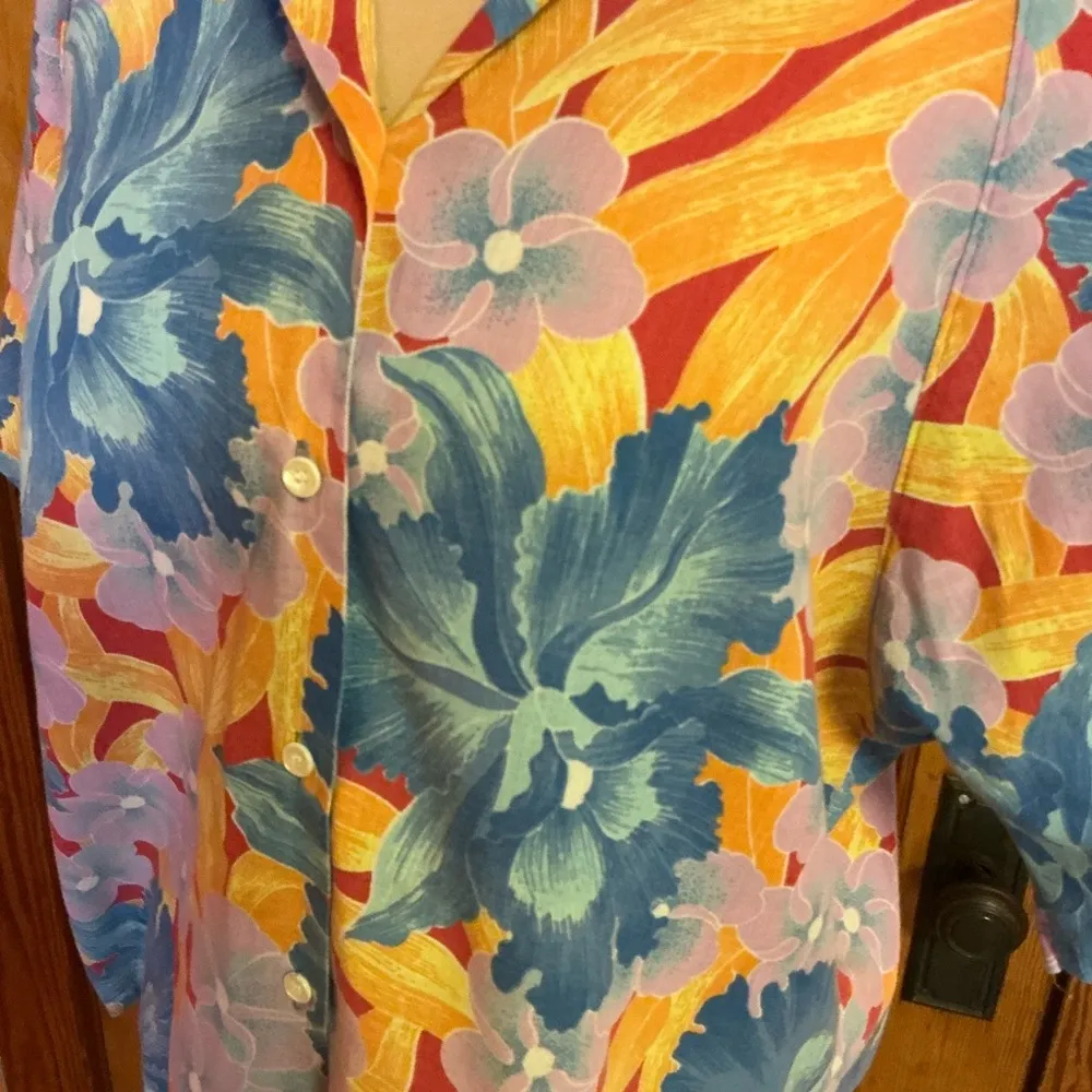 Vtg 80s bright Hawaiian shirt Size 14 - Image 7