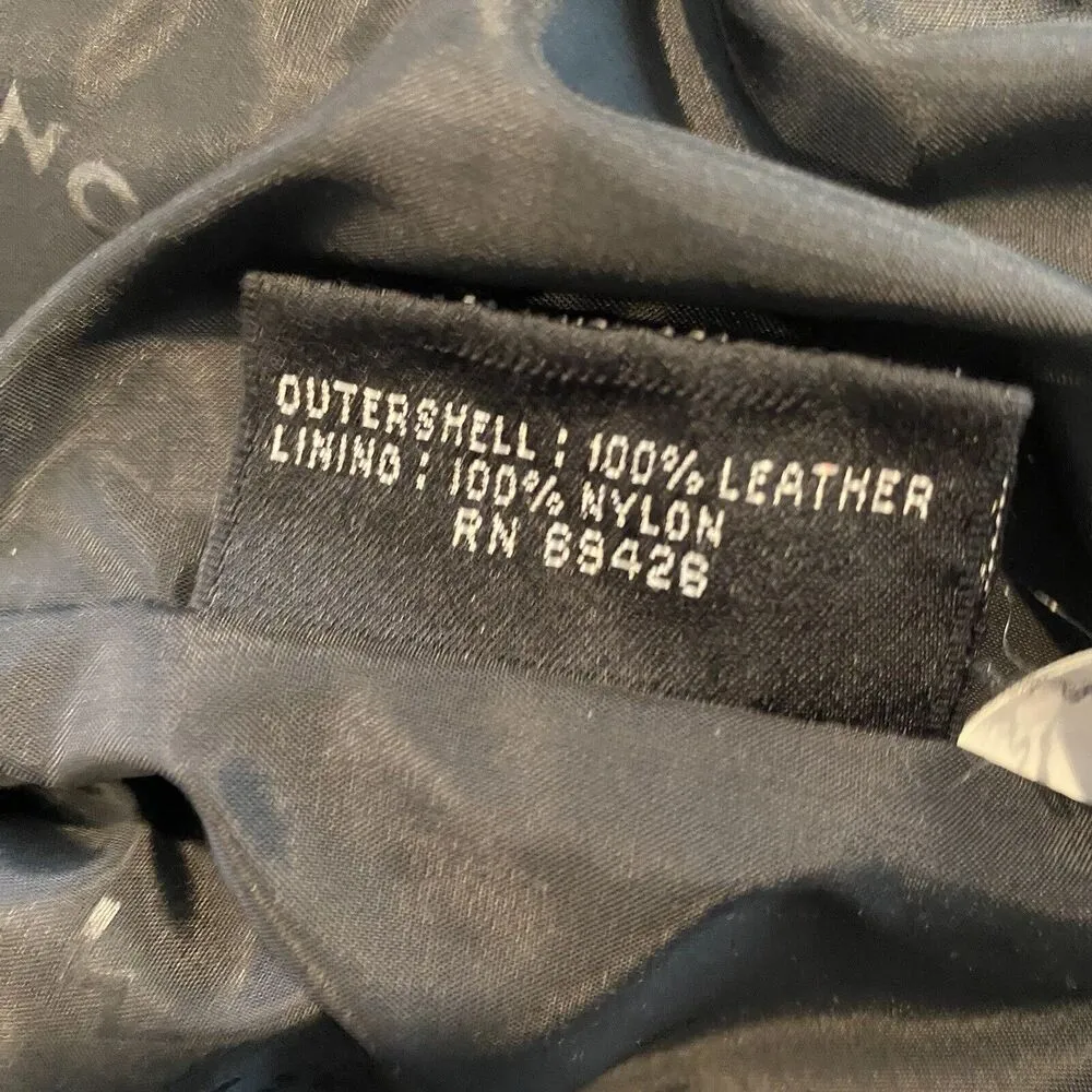 Vintage Wilson Leather Coat Black Lined Snaps Tie Waist Pockets Vents Woman L Size L - Image 8