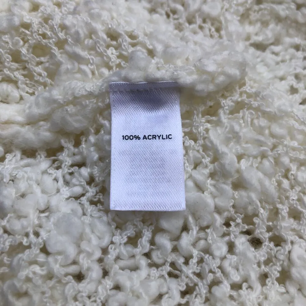 Leith  Sweater Ivory White Round Neck Long Sleeve Acrylic Pullover Women's Medium - Image 9