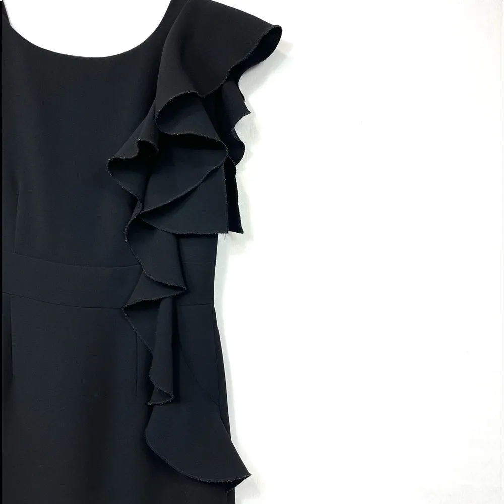 TAHARI Arthur S. Levine Black Sleeveless Draped Ruffle Dress Size 2 - Image 11