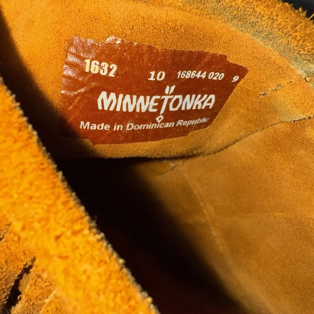 Minnetonka Moccasin Boots 3 Layer Fringe Suede Leather Brown Womens Size 10 Boho - Image 6
