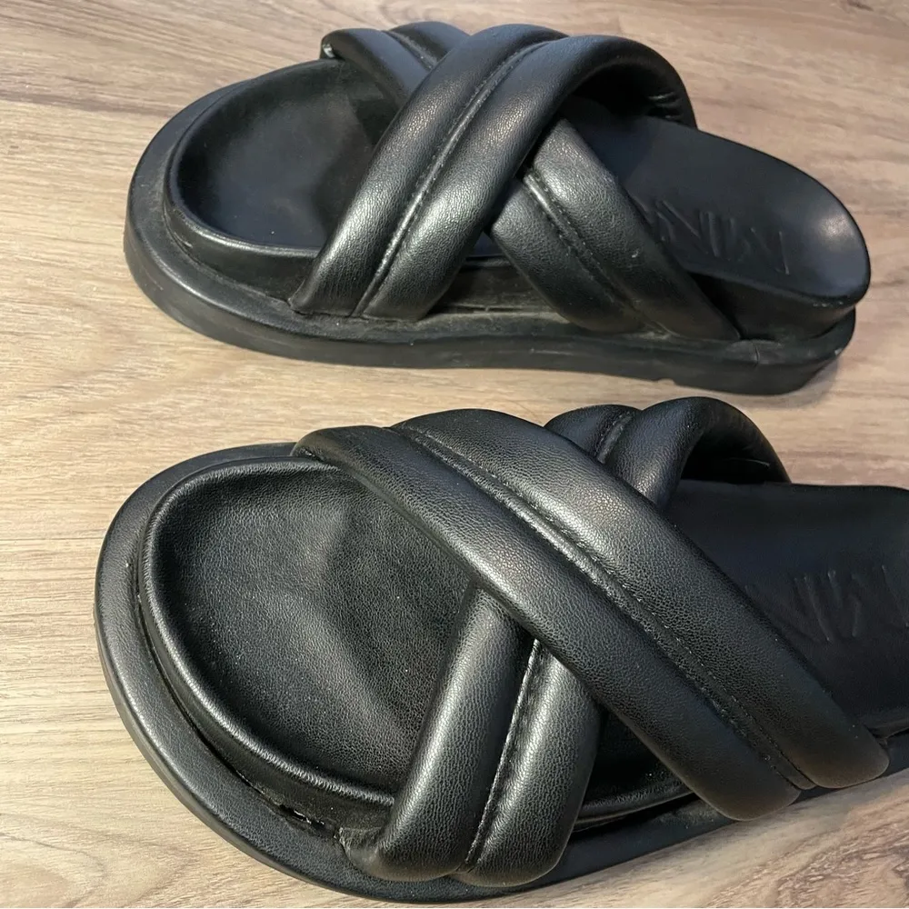 Mango black Criss Cross Strap Padded Sandals Size 6.5 - Image 5